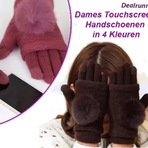 2-Paar Fluffy Pom Dames Touchscreen Handschoenen in Verschillende Kleuren