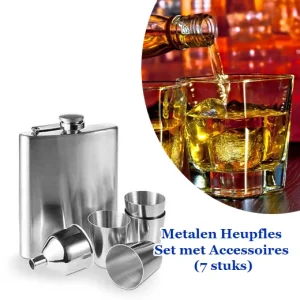 Metalen Heupfles Set met Accessoires (7 stuks)