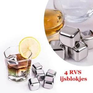 Uw drankje altijd lekker koud met de 4X RVS ijsblokjes