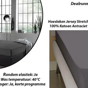 Hoeslaken Jersey Stretch 100% Katoen Antraciet