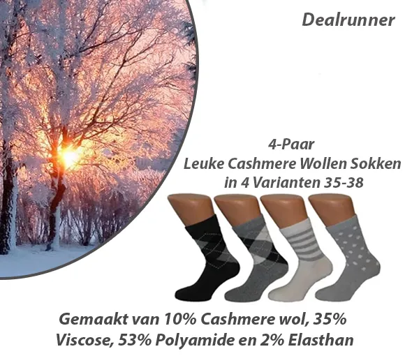 4-Paar Leuke Cashmere Wollen Sokken in 4 Varianten 35-38