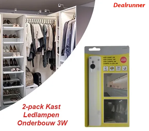 2-pack Kast Ledlampen Onderbouw 3W - Afbeelding 2