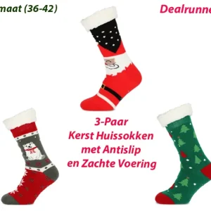 3-Paar Kerst Huissokken met Antislip en Zachte Voering