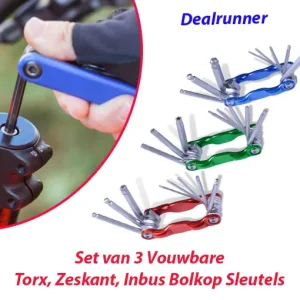 3x Set van Vouwbare Torx, Zeskant, Inbus Bolkop Sleutels