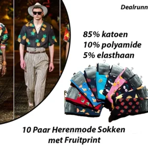 10 Paar Herenmode Sokken met Fruitprint