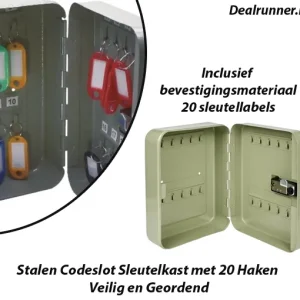 Stalen Codeslot Sleutelkast met 20 Haken Veilig en Geordend