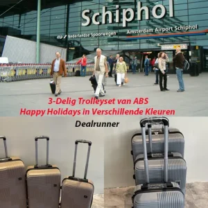 3-Delig Trolleyset van ABS Happy Holidays in Verschillende Kleuren