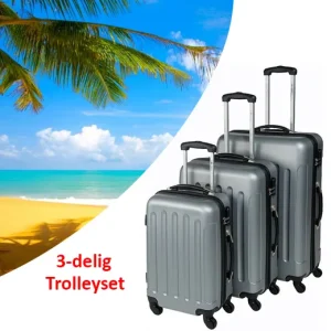 3-delig Trolleyset van ABS in zwart en/of zilver