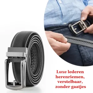 Luxe lederen herenriemen, verstelbaar, zonder gaatjes
