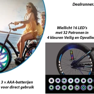 Wiellicht 16 LED’s met 32 Patronen in 4 Kleuren Veilig en Opvallend