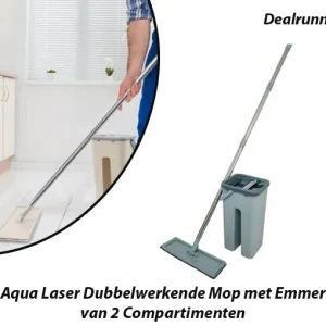 Aqua Laser Dubbelwerkende Mop met Emmer van 2 Compartimenten