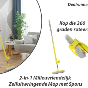 2-in-1 Milieuvriendelijk Zelfuitwringende Mop met Spons