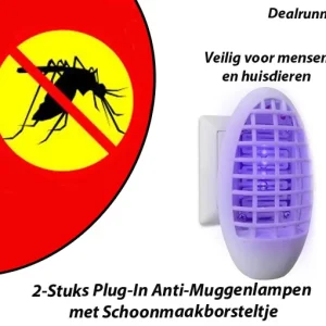 2-Stuks Plug-in Anti-Muggenlampen met Schoonmaakborsteltje