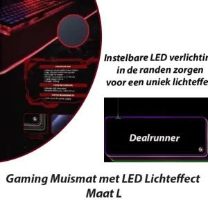Gaming Muismat met LED Lichteffect Maat L