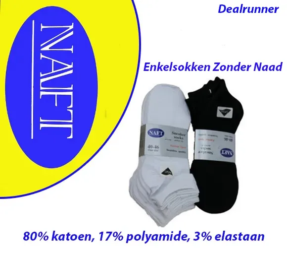 5 Paar Enkelsokken Zonder Naad Zwart of Wit in Kleur - Afbeelding 2