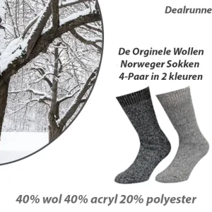 De Orginele Wollen Norweger Sokken 4-Paar in 2 kleuren ( 43-45 )