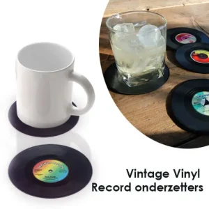 Slipvaste vinyl onderzetters met verschillende designs (4 stuks)