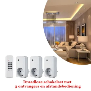 Draadloze schakelset met 3 ontvangers en afstandsbediening
