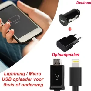 Lightning/Micro USB oplaader voor thuis of onderweg
