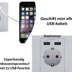 Superhandig inbouwstopcontact met 2x USB poorten