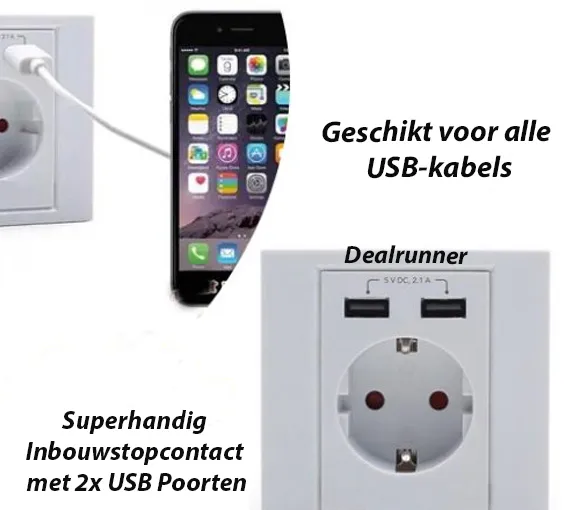 Superhandig inbouwstopcontact met 2x USB poorten