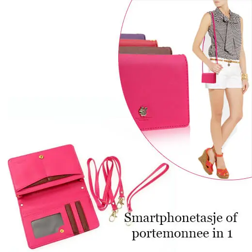 Trendy smartphone-tasje of portemonnee in één, in 4 kleuren