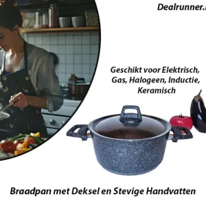 Braadpan met Deksel en Stevige Handvatten 2,7 Liter