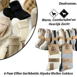 3 Paar Effen Geribbelde Alpaka Wollen Sokken – Warm, Comfortabel en Heerlijk Zacht