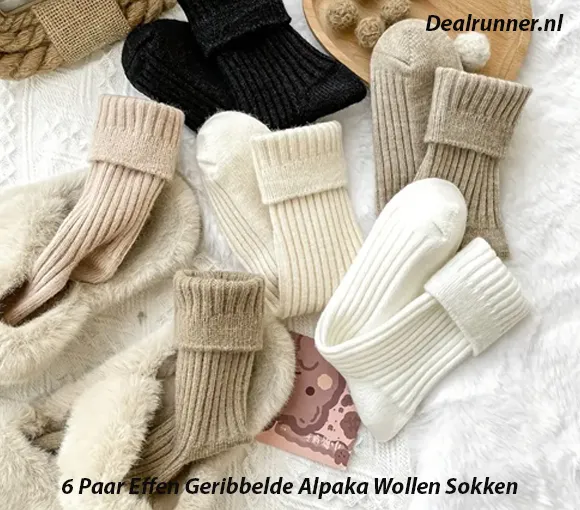 3 Paar Effen Geribbelde Alpaka Wollen Sokken – Warm, Comfortabel en Heerlijk Zacht - Afbeelding 3