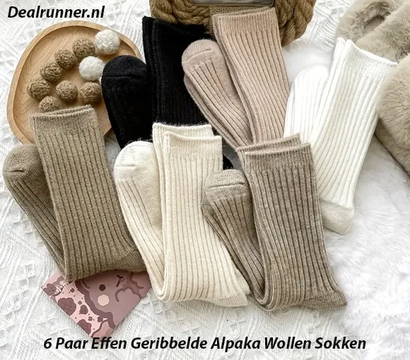 3 Paar Effen Geribbelde Alpaka Wollen Sokken – Warm, Comfortabel en Heerlijk Zacht - Afbeelding 4