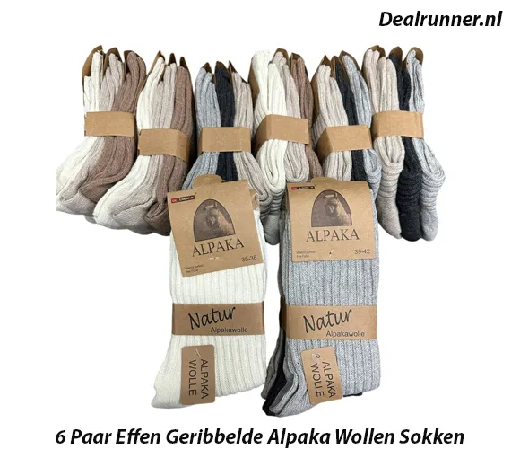3 Paar Effen Geribbelde Alpaka Wollen Sokken – Warm, Comfortabel en Heerlijk Zacht - Afbeelding 5