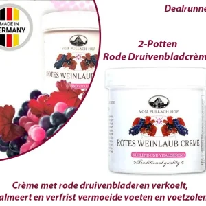 2-Potten Rode Druivenbladcrème voor Vermoeide Benen en tegen Spataderen