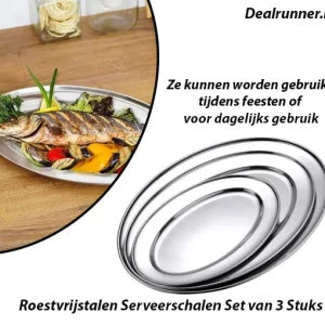 Roestvrijstalen Serveerschalen Set van 3 Stuks