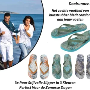 3x Paar Stijlvolle Slipper in 3 Kleuren Perfect Voor de Zomerse Dagen