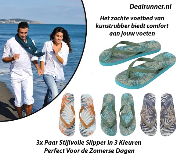 3x Paar Stijlvolle Slipper in 3 Kleuren Perfect Voor de Zomerse Dagen