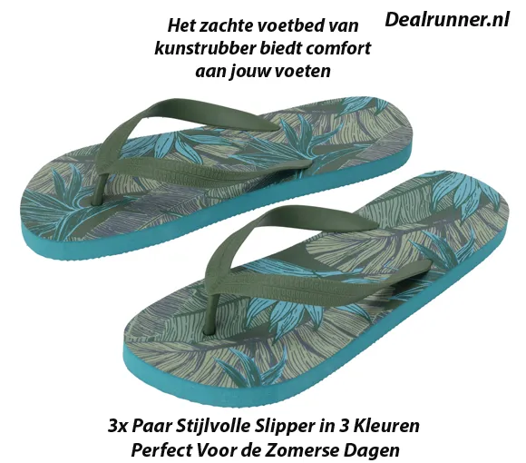 3x Paar Stijlvolle Slipper in 3 Kleuren Perfect Voor de Zomerse Dagen - Afbeelding 5