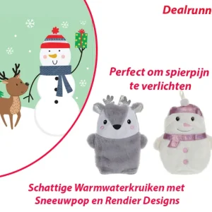 Schattige Warmwaterkruiken met Sneeuwpop en Rendier Designs
