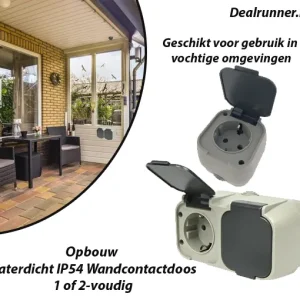 Opbouw Waterdicht IP54 Wandcontactdoos 1 of 2-Voudig