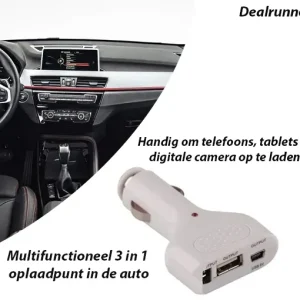 Multifunctioneel 3 in 1 oplaadpunt in de auto