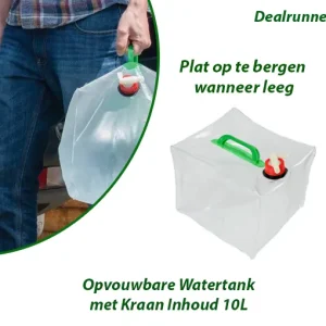 2-Stuks Opvouwbare Watertank met Kraan Inhoud 10L