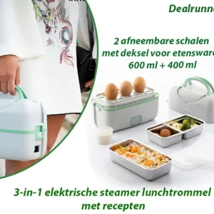 3-in-1 Elektrische Steamer Lunchtrommel met Recepten