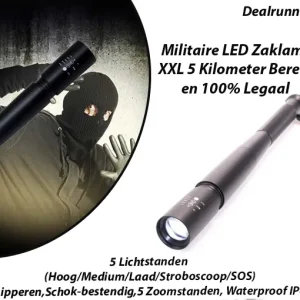 2-Stuks Stalen Tactical Militaire LED Zaklamp XXL 100% Legaal