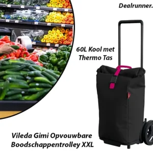 Vileda Gimi Opvouwbare Boodschappentrolley XXL 60L Kool met Thermo Tas