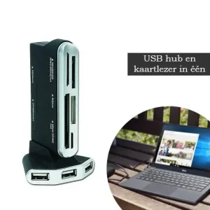 4 poorts USB 2.0 hub met kaartlezer