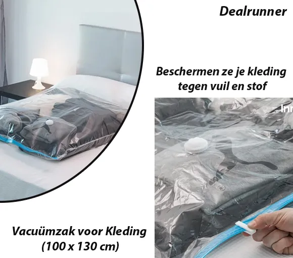 2-Stuks Vacuümzak voor Kleding (100 x 130 cm)