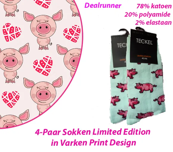 4-Paar Sokken Limited Edition in Varken Print Design - Afbeelding 4