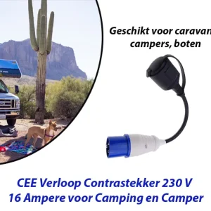 CEE Verloop Contrastekker 230 V 16 Ampere voor Camping en Camper