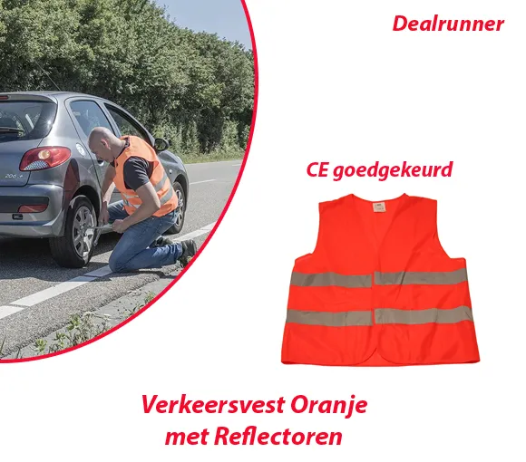 4-Stuks CE-Goedgekeurd Verkeersvest Oranje met Reflectoren - Afbeelding 4