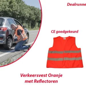 4-Stuks CE-Goedgekeurd Verkeersvest Oranje met Reflectoren