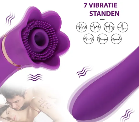 Zuigende Vibrator met Purple Flower Meerdere Zuig en Vibratie Standen - Afbeelding 3